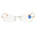 thumbnail image 3 of Women Rimless Blue Light Blocking Reading Glasses 1.00, Ladies Rectangle Metal Gold Presbyopia Glasses Readers +1.00 strength, 3 of 8