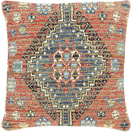 Surya Coventry CVN-005 18 x 18  Square Cotton Pillow Cover in Red/Blue