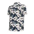 thumbnail image 3 of Daiia Floral Flowers Blue Pattern Men’s Polo Shirts,Solid Deck Shirt,Classic Fit, Breathable Cotton Polo for Casual and Sport Wear-X-Large, 3 of 9