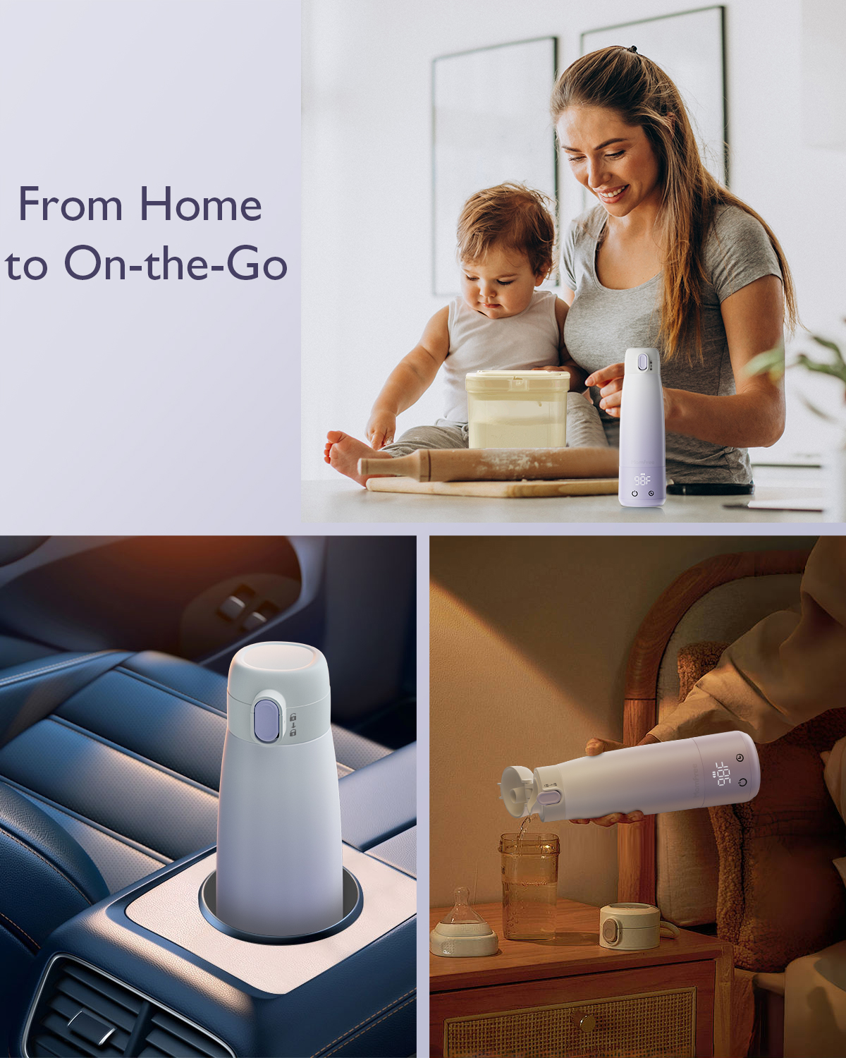 Portable Bottle Warmer for Travel essentials–Smart Touch LED Dual Heating Modes for Breast Milk Water, Portable Milk Warmer with Fast Heating Long Battery Life,12oz to Meet Your All-Day Needs