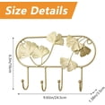 thumbnail image 2 of Decorative Leaves Iron Hooks, 1 Pack Gold Ginkgo Leaf Coat Rack Wall Mount Hooks for Hanging Row Hooks with 4 Hooks Key Hangers for Wall Decor No Drill for Living Room, Kitchen, Office, 2 of 5