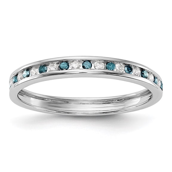 Auriga Fine Jewelry 14K White Gold Blue and White Diamond Complete Channel Band for Women Size 7 (0.23ct, Clarity- I1)