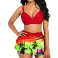 thumbnail image 3 of Txlixc Traje de baño de 2 piezas para mujeres, vestido de bikini de color sólido + falda de hoja de loto Txlixc  moda, 3 of 5