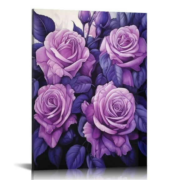 COMIO Purple Rose Canvas Wall Art Picture 16x20in for Living Room Bedroom