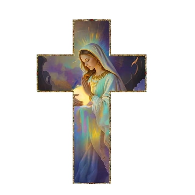 Décoration Murale Croix pour Maison et Église, 30x20cm en Bois, Style Rétro, Léger et Robuste