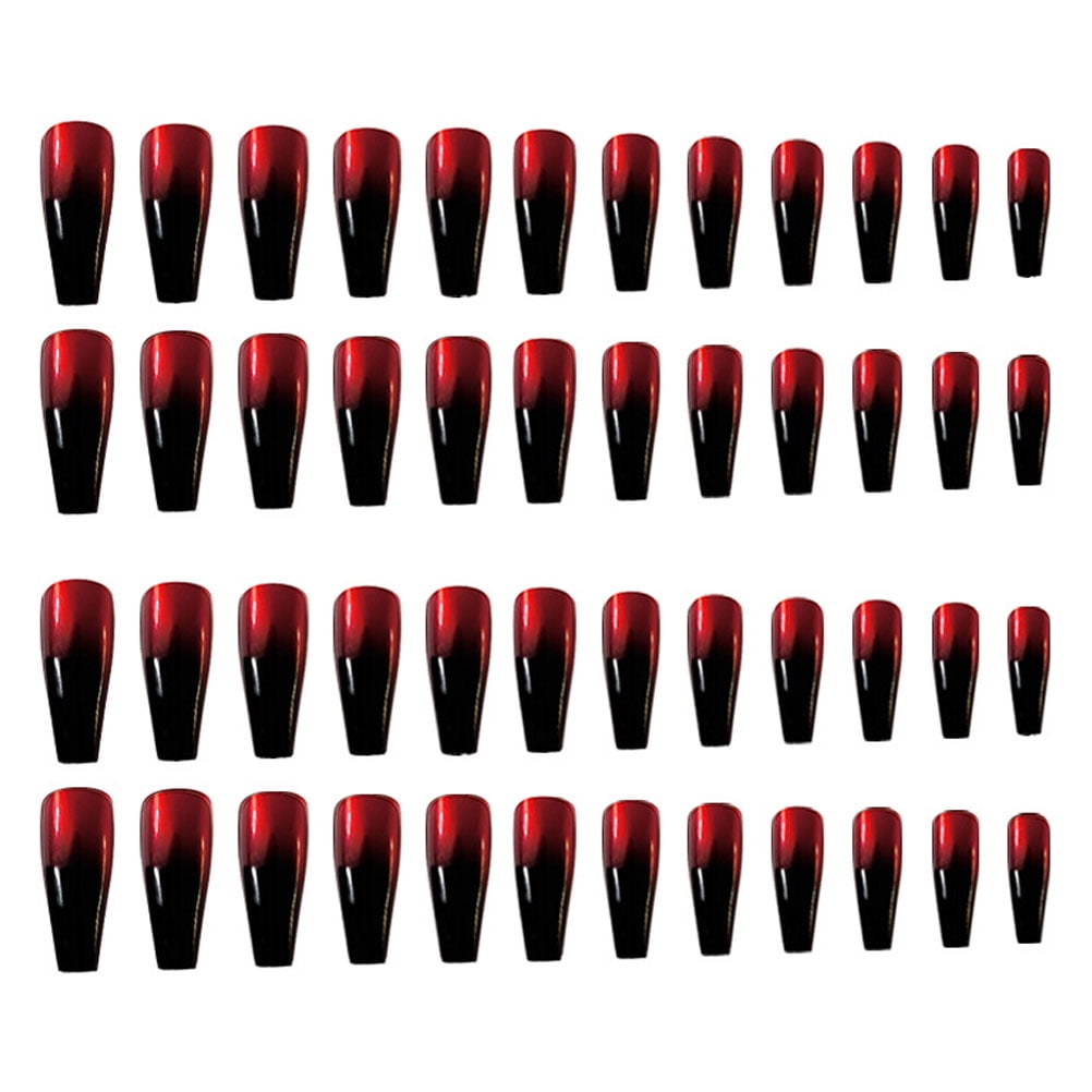 HEMOTON 2 box/48pcs Full Cover Fake Fingernails Glossy False Nails