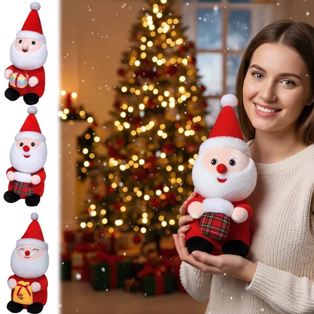 Peluche de Papá Noel, Decoración Navideña, Regalo | Muñeco de Tela Rojo de 25 Cm | Ideal para Decorar En Navidad