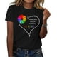 thumbnail image 1 of Women's Love Printed T-shirt All-match Round Neck Short Sleeve Top for Summer, 1 of 4