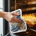 thumbnail image 3 of Navy Blue Brown Pot Holders for Kitchen Heatproof Potholder, 4 Pack Vintage Elegant Botanical Palm Leaves Hot Pads Multipurpose Oven Pads Cloth Potholders Trivet for Cooking and Baking, 3 of 8