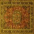thumbnail image 1 of Ahgly Company Machine Washable Indoor Square Medallion Yellow Traditional Area Rugs, 3' Square, 1 of 4