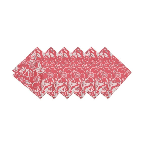 Pink Hibiscus 100% Set of 6 Cloth Napkins