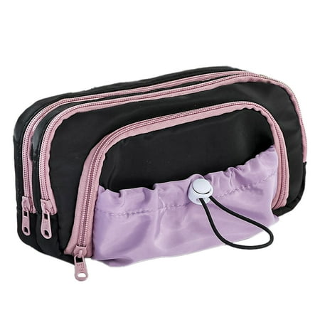 2Pcs Pencil Case Large Opening Cute Pencil Case Box 3 Compartments Large Capacity Waterproof Soft Stationery Storage Bag Dark Purple Happy 2026!