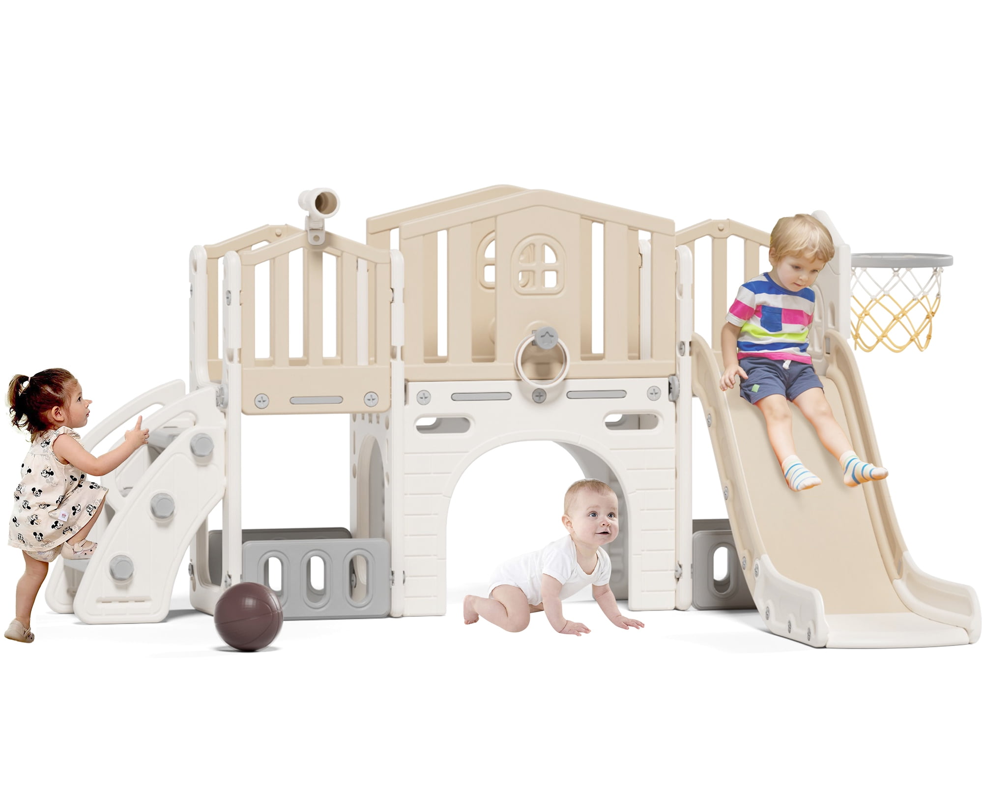 yunn⭐︎kids LIFE WFUN 9-in-1 Toddler Slide Playset, Indoor Outdoor Playground