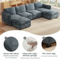 thumbnail image 4 of Guyii 120.07" U Shaped Oversized Sectional Sofa, 6 Seat Convertible Modular Sofa with 2 Storage Ottomans, Deep Seat Sofa Couch for Living Room, Bedroom, Apartment, Blue, 4 of 10