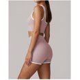 thumbnail image 4 of PISONIC Color Block 2 Piece Yoga Outfits, High Waist Butt Lifting Biker Shorts & Shockproof Square Neck Sports Bra Set, Summer Breathable Workout Gym Activewear Sets for Women, 4 of 6