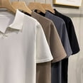 thumbnail image 5 of Men's Casual Light Luxury Knitted Polo Shirt Leisure Solid Color V-Neck Short Sleeve T-Shirt for Men Breathable Fashion Knitwear, 5 of 5