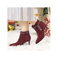 thumbnail image 6 of BLISSFUL STEP Women's Rhines Pointed Toe Stiletto Block Heel Ankle Boot Burgundy 6, 6 of 8