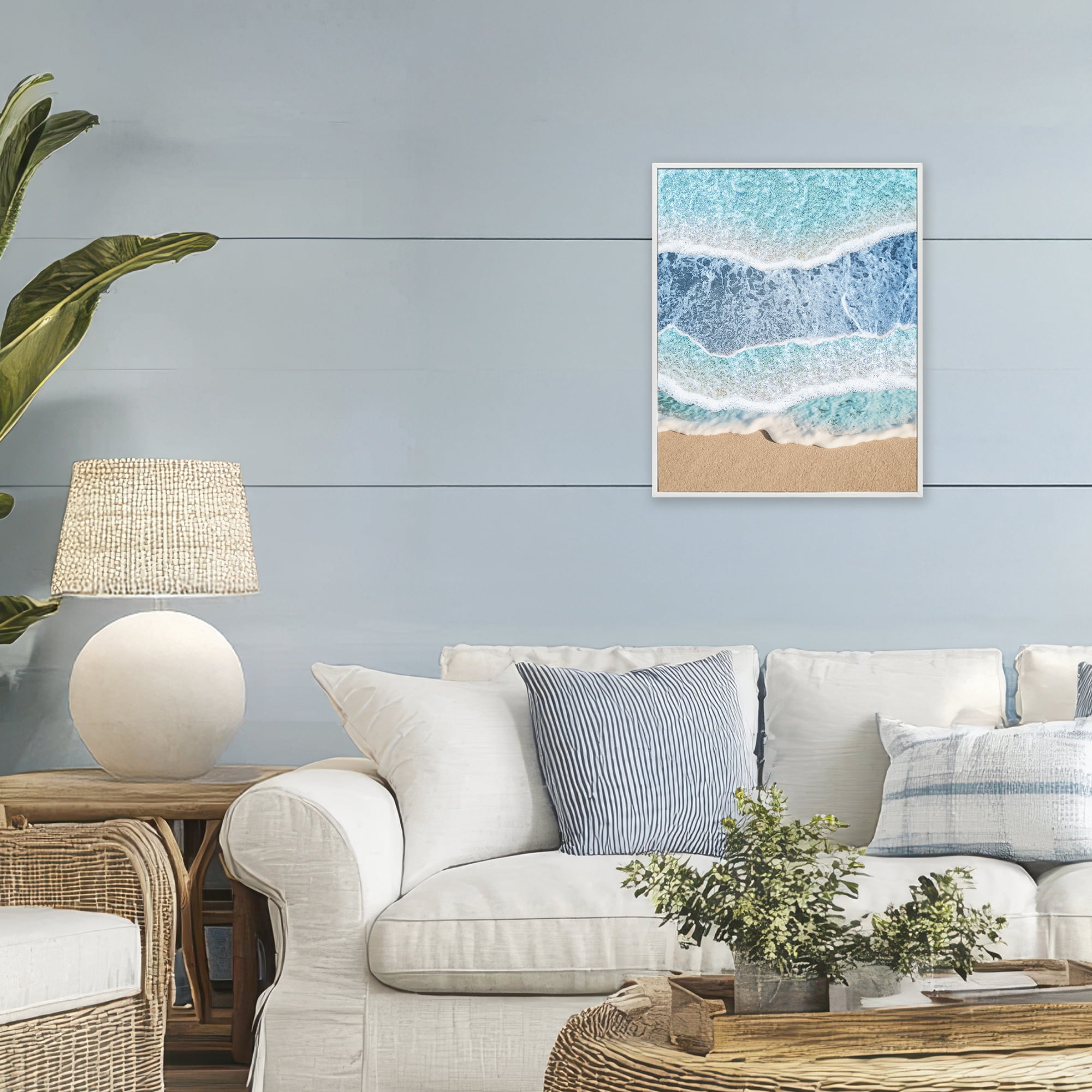 Stupell Industries Overlapping Shore Waves White Framed Giclee Art, design by Jesse Keith