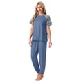 thumbnail image 6 of MINTREUS Lounge Sets for Women Two Piece Pajama Set Short Sleeve Pjs Joggers Long Pants Tracksuit with Pockets, 6 of 7