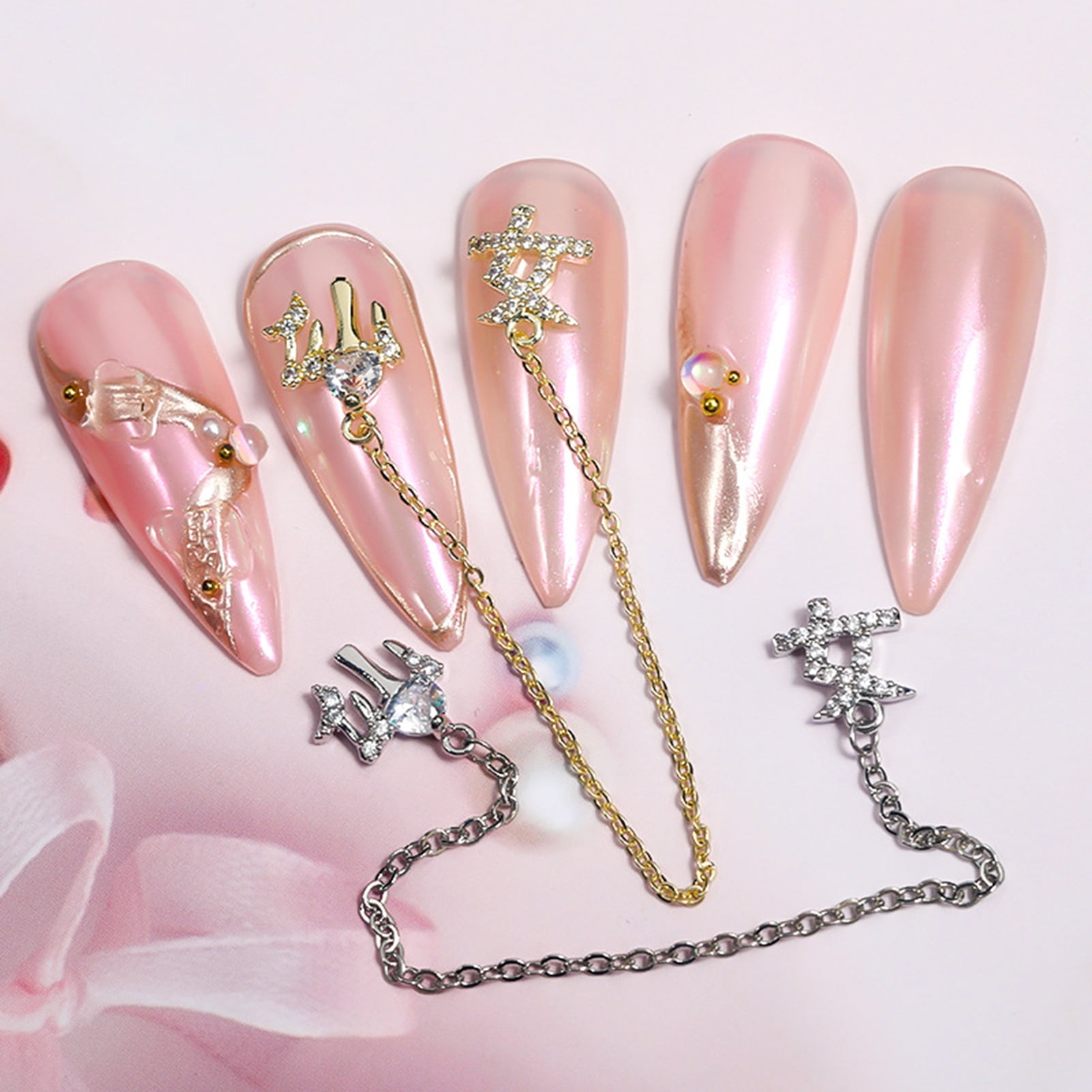 opvise Nail Charm Vivid 3D Effect Gloss Water Drop Dangle Chain Charms  Decorations for Manicure