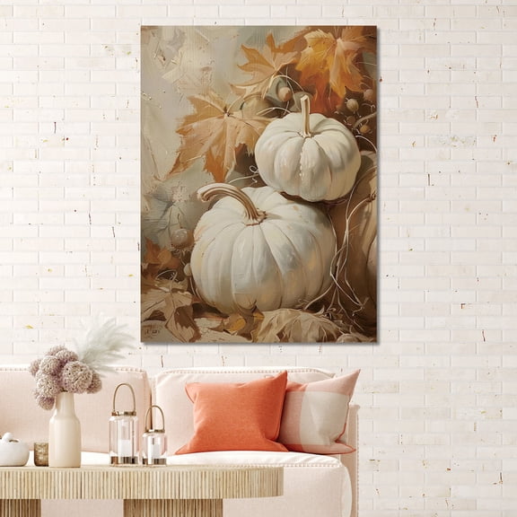Rustic Fall Pumpkins Wall Art Decor, Vintage Aesthetic Farmhouse Autumn Canvas Wall Art Prints for Living Room Bedroom Kitchen, Thanksgiving Decorations Wall Artwork Picture Prints Framed, 11x14