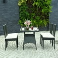 thumbnail image 4 of Costway 5PCS Patio Rattan Dining Set Cushioned Chair Table w/Glass Top Garden Furniture, 4 of 9