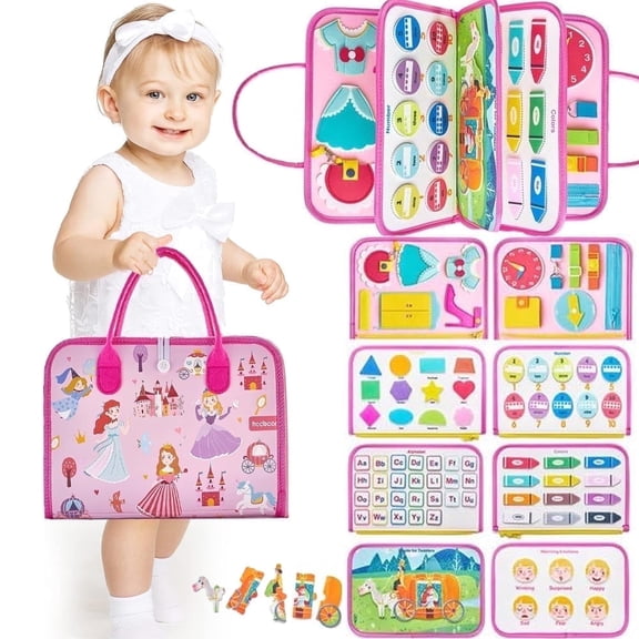 Montessori Learning Toys for Toddlers 1-3, Busy Board Toys for Toddler Girls 1 2 3 Year Old, Birthday Gifts Toys for 1 2 3 4 Year Old Girls
