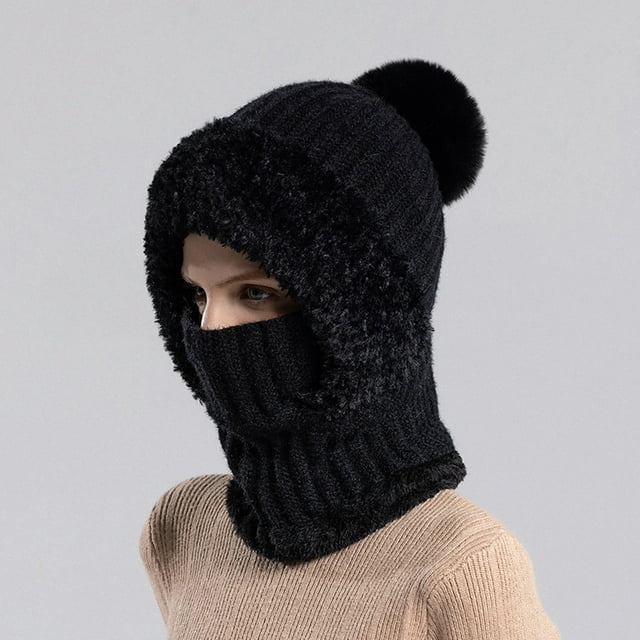Conjunto de gorro, bufanda y mascarilla de punto para mujer | Cubrebocas de invierno 3 en 1 | Pasamontañas de esquí con forro polar para clima frío