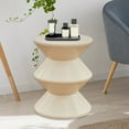 thumbnail image 1 of Elodie PP Hourglass Shape Sofa Stool Side Table Bedside End Table for Coffee, Patio White, 1 of 8