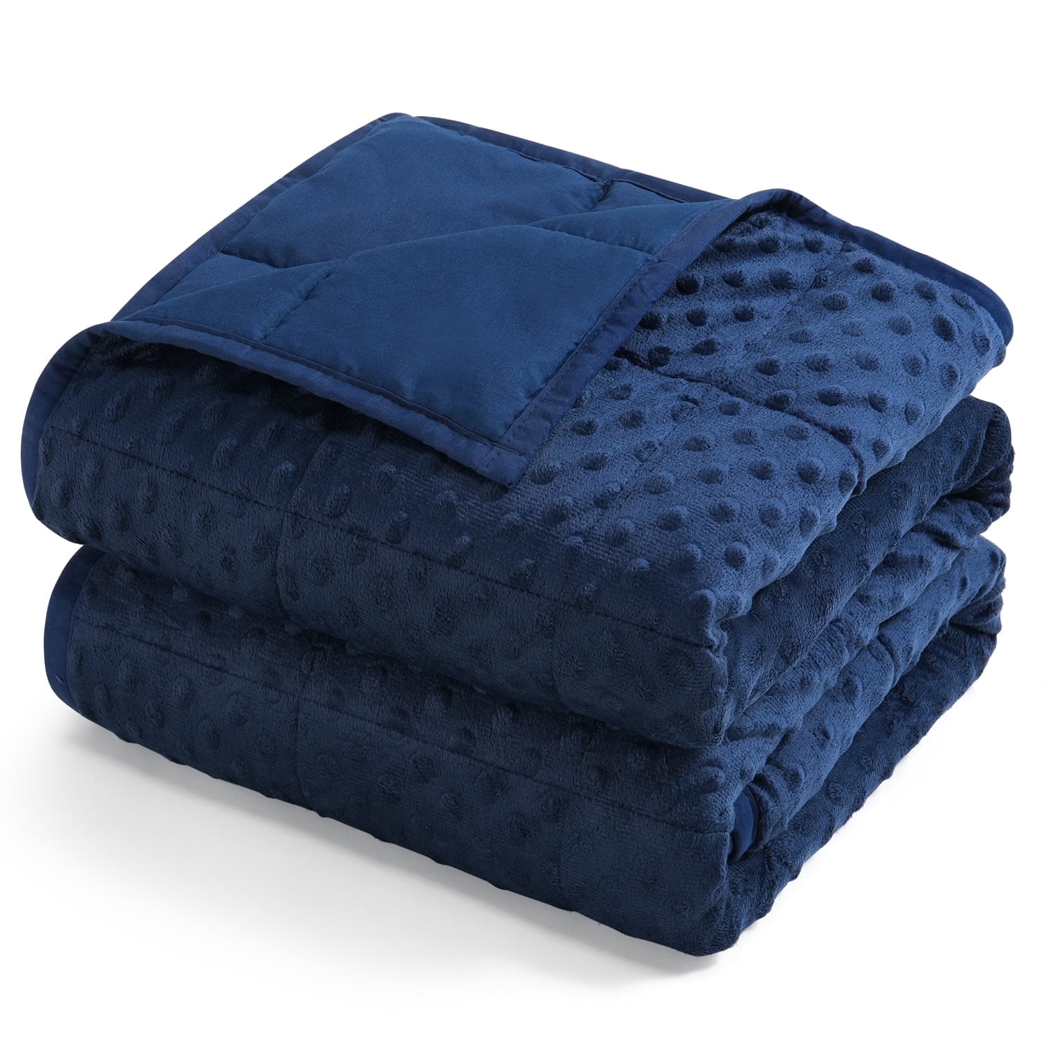 Sivio Weighted Blanket for Adults 60"x 80" 15lbs, Minky Heavy Blanket with Glass Beads for Bed Sofa Chair, Breathable Reversible for Calm Sleeping, Queen Size Navy Blue
