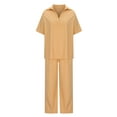 thumbnail image 3 of Ahabrexf Short for Women Casual Summer, Fashion Short Sleeve Solid Color Trousers 2-Pc Suit, 3 of 6