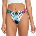 thumbnail image 1 of Balery Cool Colorful Wolf Tangas de Algodón para Mujer con Estampado – Ropa Interior Sexy, Transpirable, G-string-Large, 1 of 6