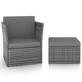 thumbnail image 1 of vidaXL Garden Chair with Stool Poly Rattan Anthracite, 1 of 5