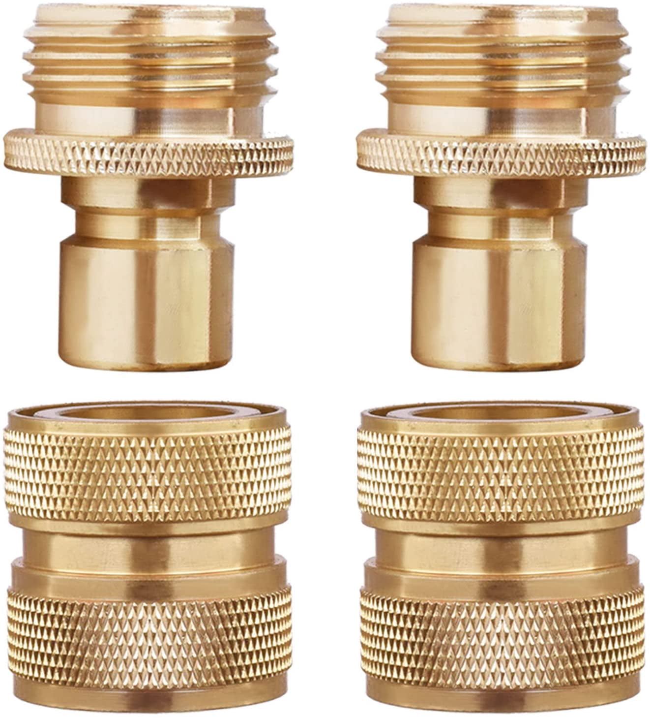 HRTGFD-Brass 4-Piece Quick Connect Garden Hose Fittings 2 Sets