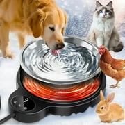 Heated Water Bowl for Dog Cat,Outdoor Heated Pet Bowl Food Bowl with 3 Temperature Settings & 12H Timer,50 oz Removable Stainless Steel Bowl,79" Anti-Chew Cord,for Dogs Cats Chickens Ducks Birds