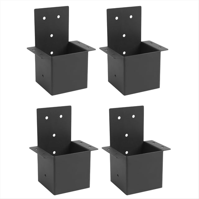 4 Pcs Supports de Pergola 4x4 Po (Réel 3.6X3.6 Po), Supports de Poteaux de Rafter, Kit de Pergola, Supports de Gazebo Support Mural, 4 Pcs Supports de Pergola, Noir