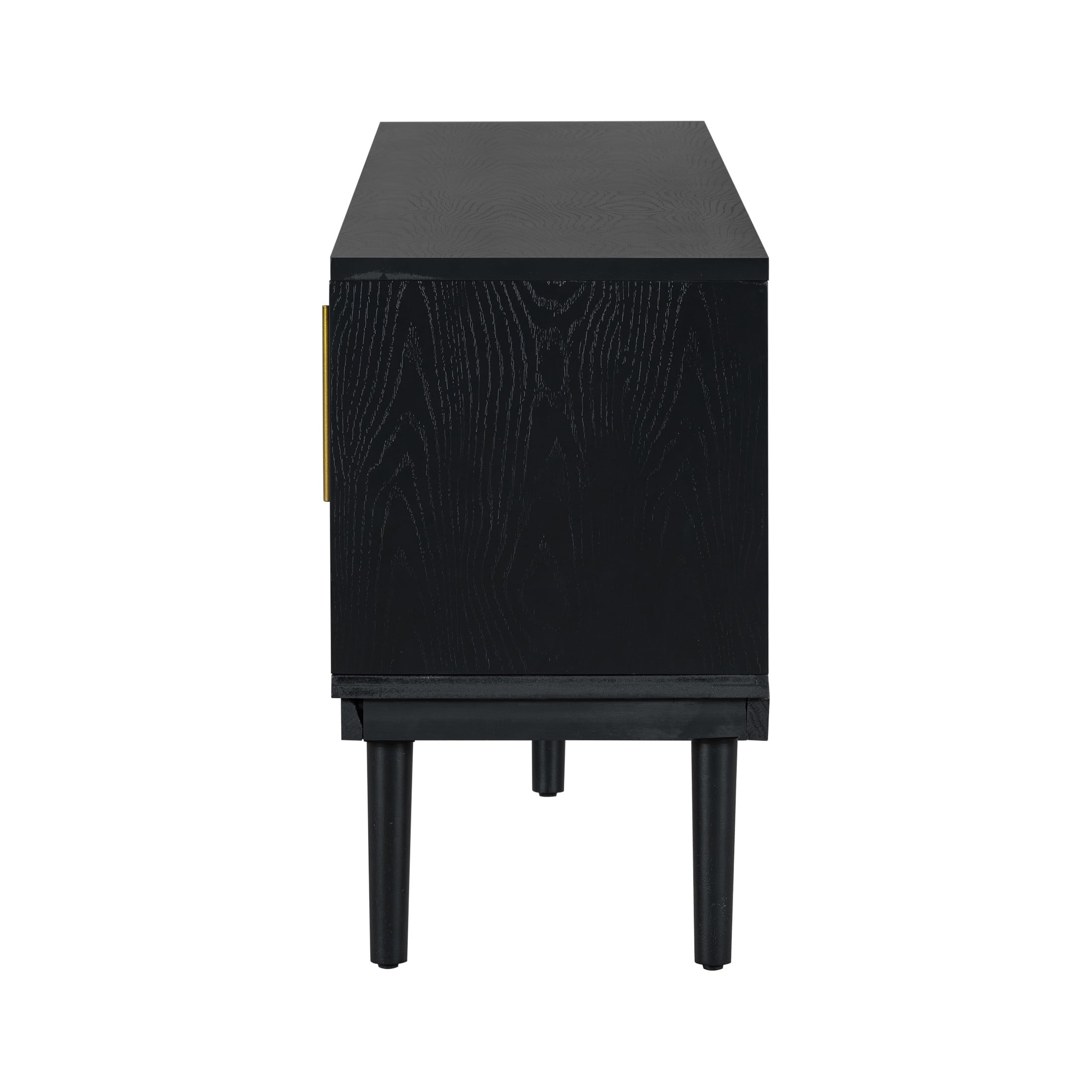Christopher Knight Home Minimalist TV Stand For TVs up to 80" with 2 Vertical Striped Sliding Doors, Black