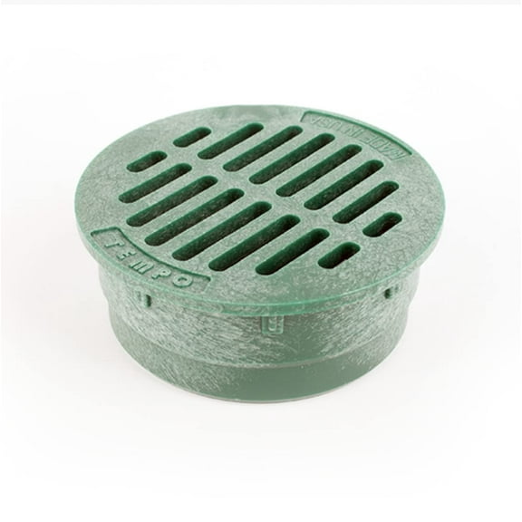 Premium USA Made 4" Inch Green Outdoor Round Flat Drain Grate Cover - Fits All 4" Inch Sewer & Drain Pipe / Fittings, Also Fits Triple Wall Pipe & Corrugated Landscape Pipe 4" (Green)