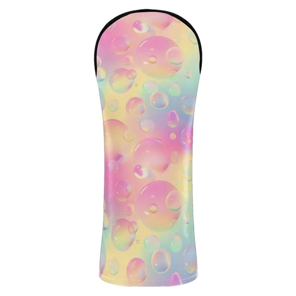 Haosy Colorful Bubbles Golf Club Covers Driver Hybrid Wood Headcovers PU Leather Double-Layer Lining Replaceable Tags for Men Women