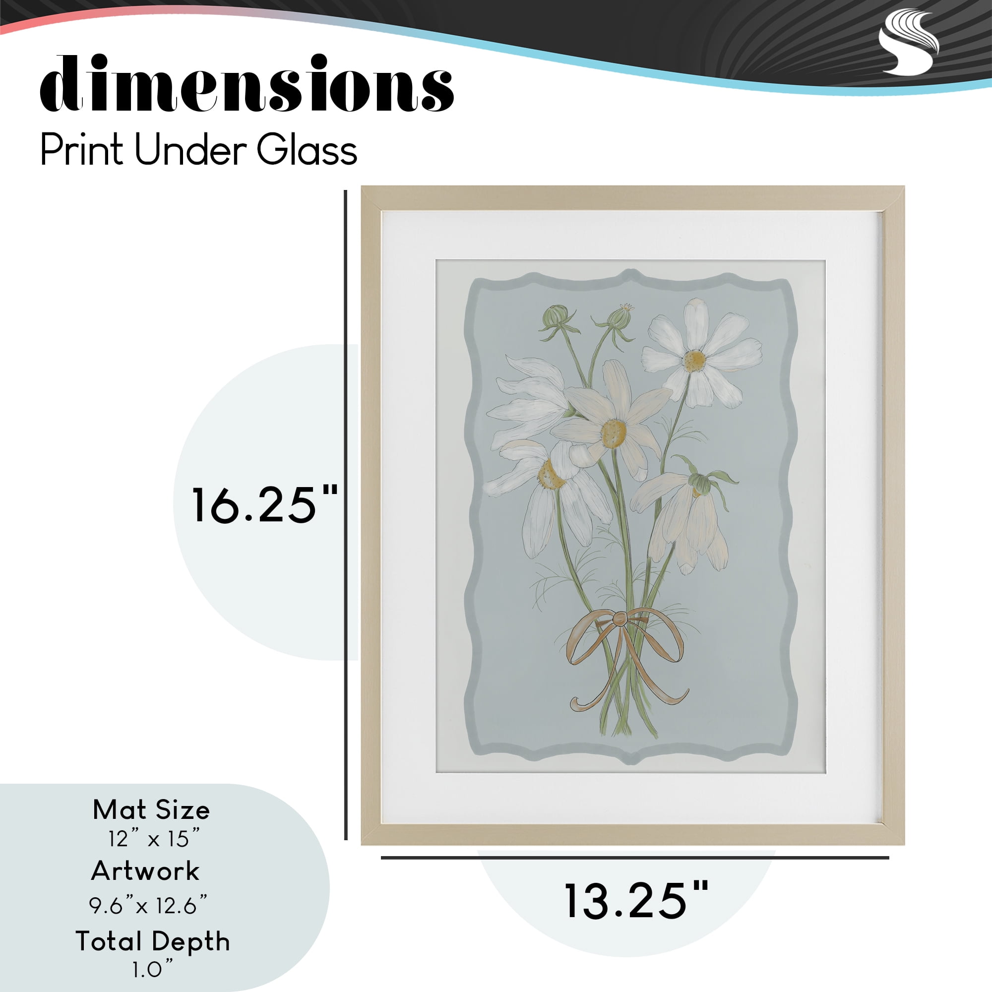 Spring Clippings Daisies Birch Framed Print Under Glass, design by Leslie Hermosa