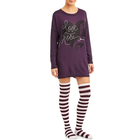 Nightmare Before Christmas Women's and Women's Plus Sleepshirt w/socks (Best Way To Meditate Before Sleep)