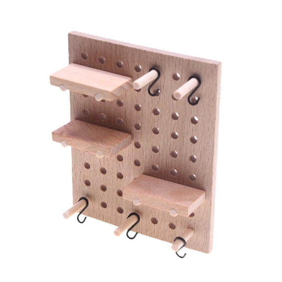 Sinyiin Miniature Wooden Pegboard For Dollhouses Wall Adjustable Holes Doll Display Creative DIY Project Craftsmanship