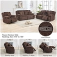thumbnail image 6 of Oversized 4-Seat Power Reclining Loveseat Sofa Set with Wireless Charger, USB/Type-C Ports, Hidden Cup Holders, Storage Console, 4 Pillows, Faux Plush Fabric, Brown, 6 of 9