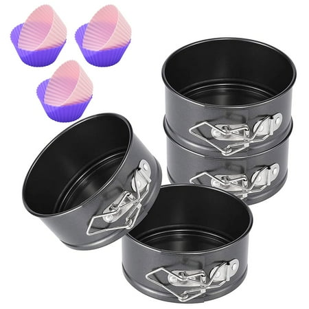 

4Pcs Springform Cake Pan -4 Inch Steel Nonstick Round Cheesecake Pans