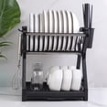 thumbnail image 3 of Multifunctional Dish filter with Chopsticks Barrel ,Dish Drainer Organizer Rack Black, 3 of 7