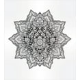 thumbnail image 3 of Lotus Duvet Cover Set, Mandala with Aztec Tribal Textured Ornamental Cosmos Floral Pattern, Decorative 3 Piece Bedding Set with 2 Pillow Shams, Queen Size, Grey Black, by Ambesonne, 3 of 3