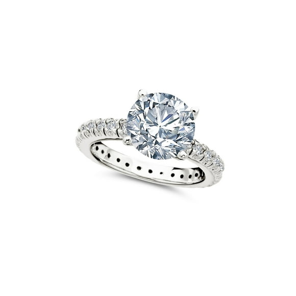 Brilliant Solitaire and Pave Ring in Platinum