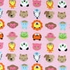 SheetWorld Fitted 100% Cotton Flannel Play Yard Sheet Fits BabyBjorn Travel Crib Light 24 x 42, Animal Faces Pink