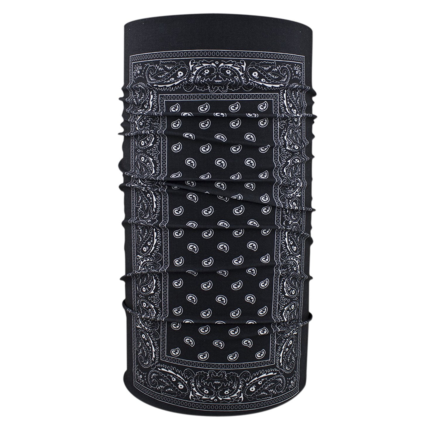 Black Paisley Motley Tube Neck Gaiter, Ear Warmer, Balaclava, Headband, Mask & Beanie., Tube versatility Size Zan... by
