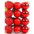 thumbnail image 1 of 24 piezas de adornos navideños de color rosa, 3 cm, decoración de adornos navideños irrompibles de plástico de 1,18 pulgadas, 24 piezas de 3 cm, rosa, 24 piezas de 3 cm, rojo, 1 of 5